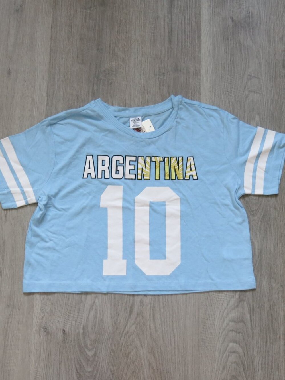 Urban Heritage Sport Short Sleeve "Argentina 10" Graphic Cropped Top Size Small